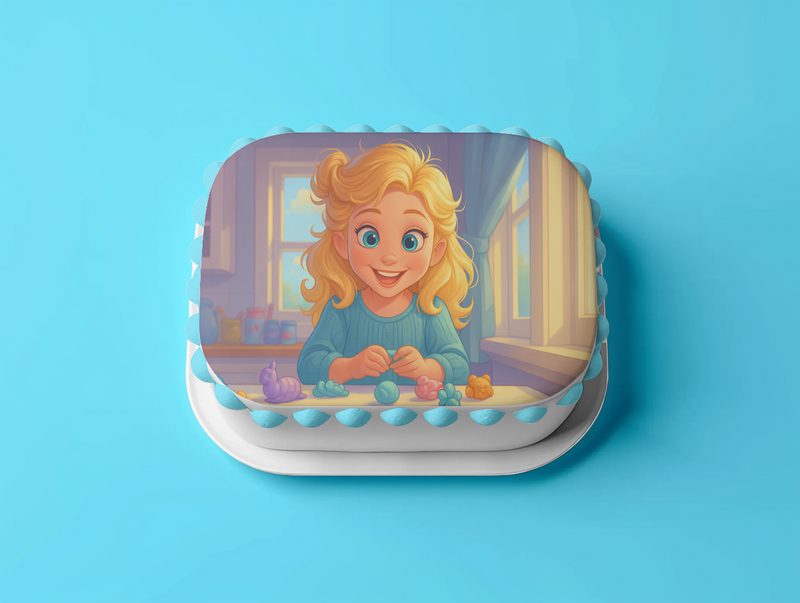 Frozen Geburtstag  – Essbares Zuckerbild mit Elsa-Stil und Wunschtext, Rechteckig Tortenaufleger - 200.0 G