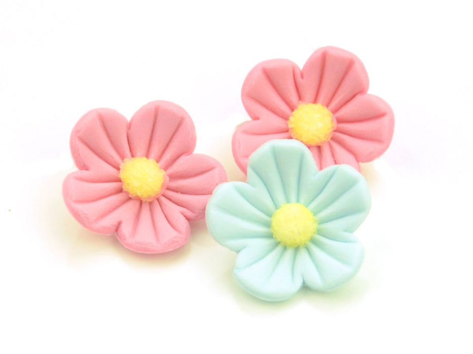 Blumen 25mm rosa-blau Zucker, 16 Stück