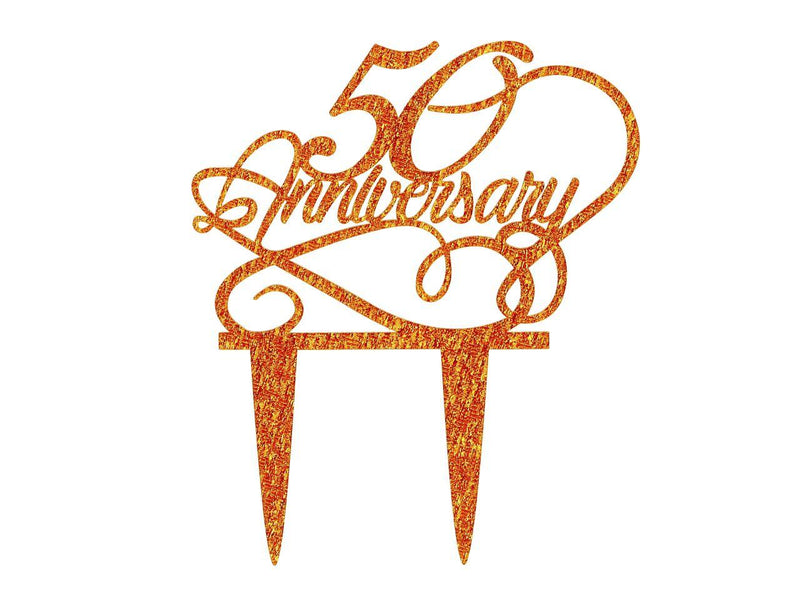 Cake Topper 50. Anniversary, gold - Tortendekoshop