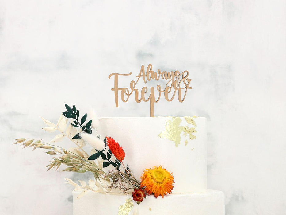 Cake Topper Holz Always Forever,16x18cm - Tortendekoshop