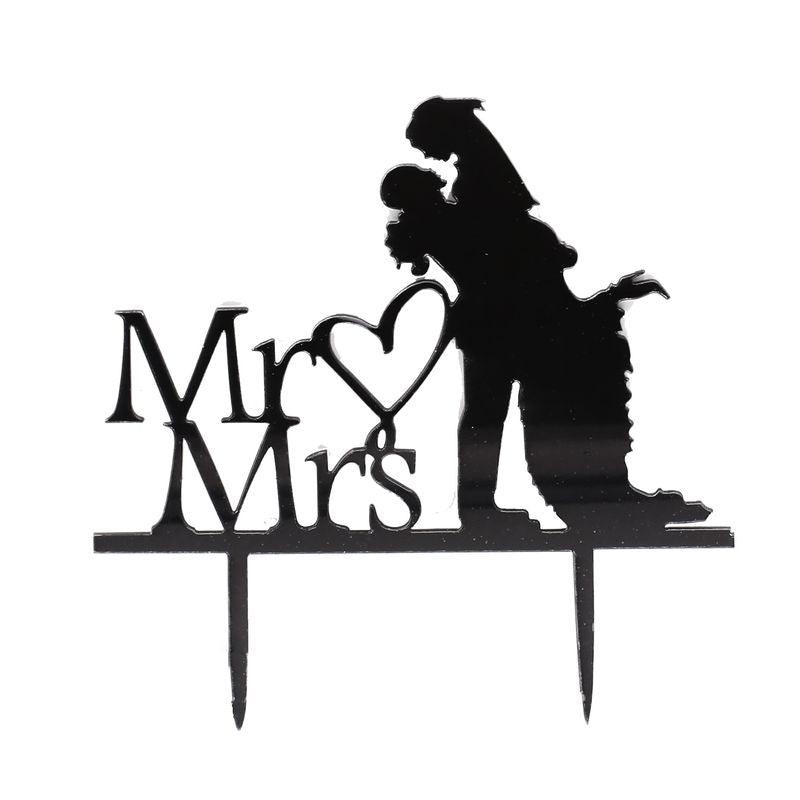 Cake Topper Silhouette Mr & Mrs - Schwarz - Acryl, 15x16cm - Tortendekoshop