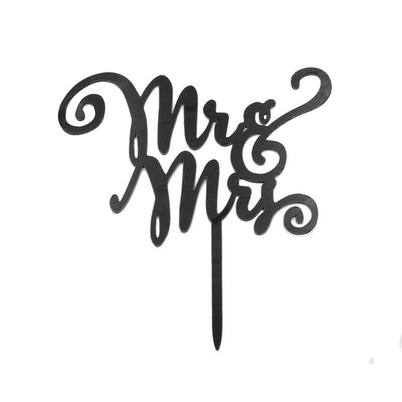 Cake Topper Silhouette Mr and Mrs - Schwarz - Acryl - Tortendekoshop