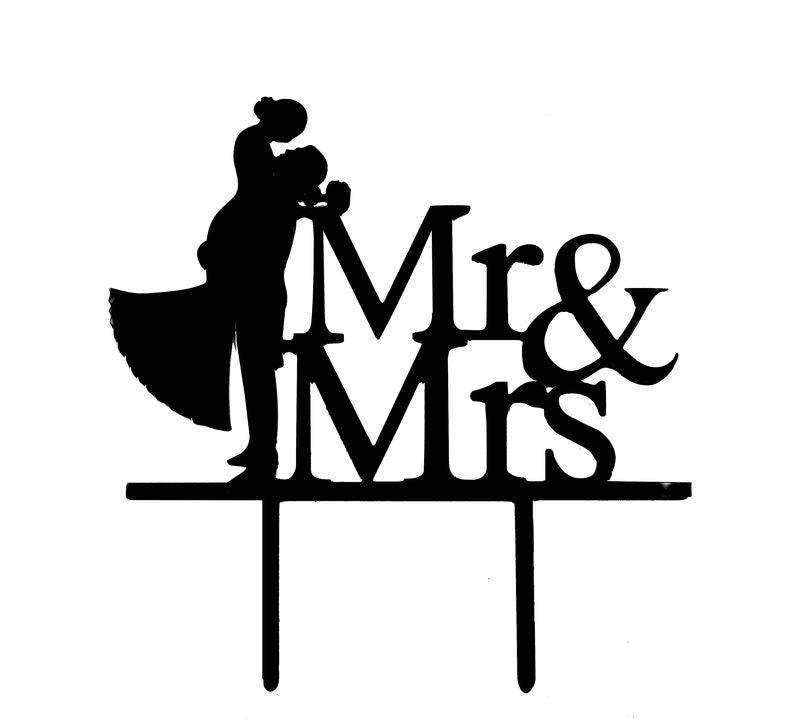 Cake Topper Silhouette Mr & Mrs - Schwarz - Acryl - Tortendekoshop