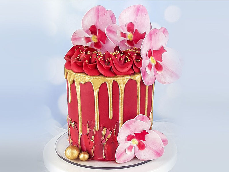 Wafer Paper Orchid roze, 7,5-8,5cm, 10 stuks
