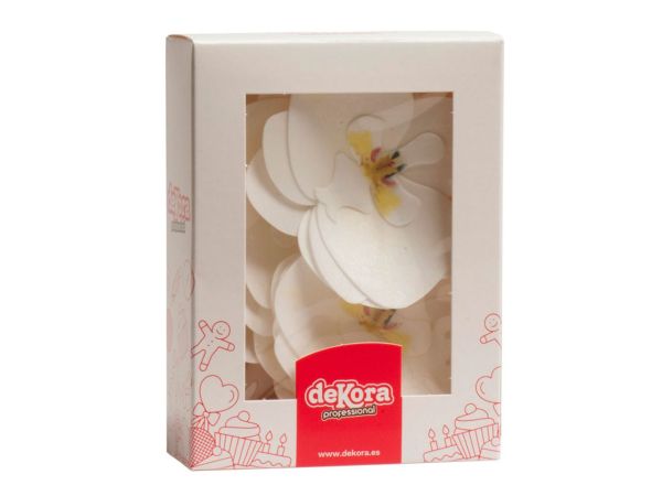 Waferpapier Orchidee wit 7,5-8,5cm 10 stuks