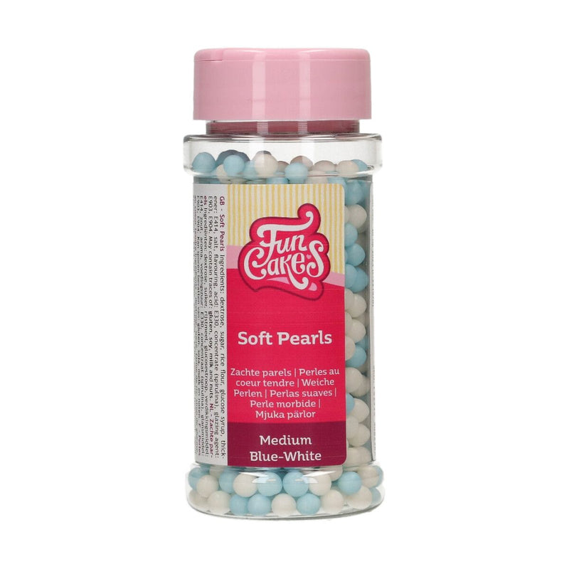 FunCakes Soft Pearls Medium Blau/Weiß, 60g