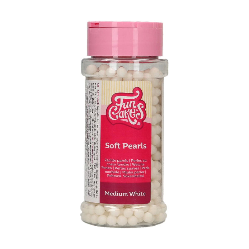 FunCakes Soft Pearls Medium Weiß, 60g