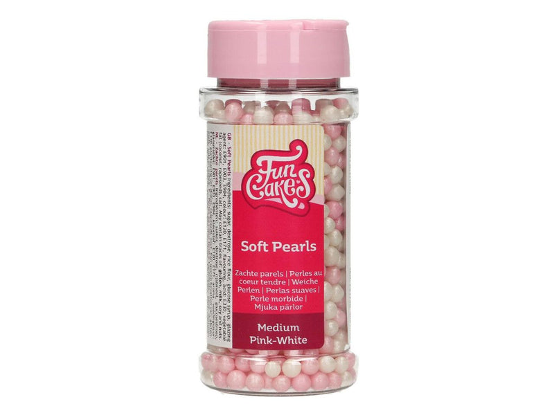 FunCakes Weiche Zuckerperlen Pink-Weiß, 60g