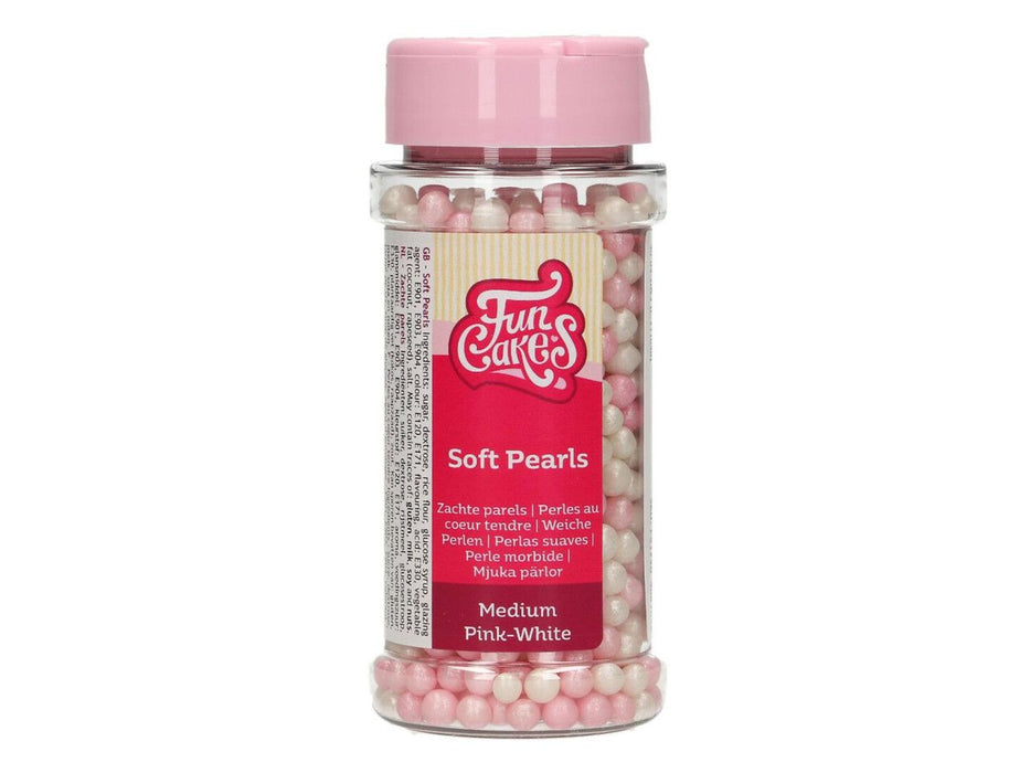 FunCakes Weiche Zuckerperlen Pink-Weiß, 60g