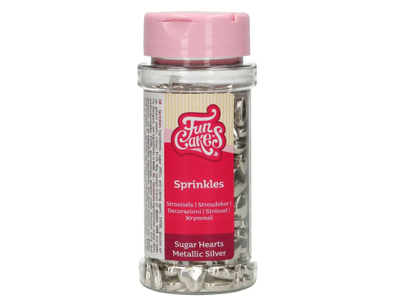FunCakes Zuckerherzen Metallic Silber, 80g