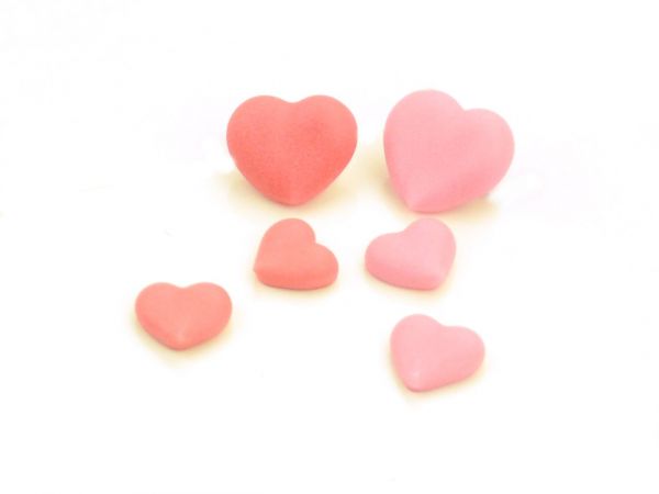 Hartjes roze, rode suiker, 20 stuks