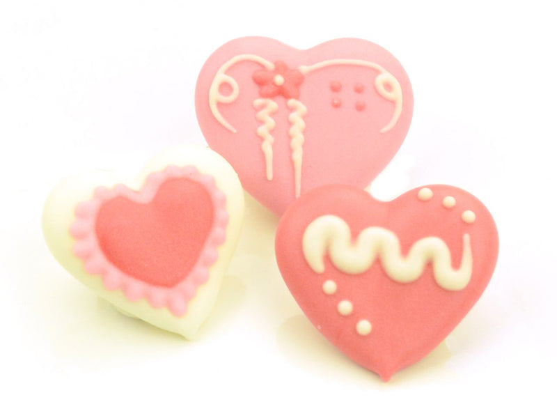 Hartjes wit-roze-rood suiker, 8 stuks