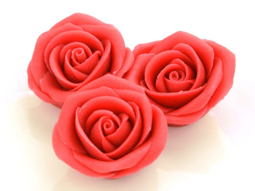 Marzipan Rosen groß rot, 2 Stück - Tortendekoshop