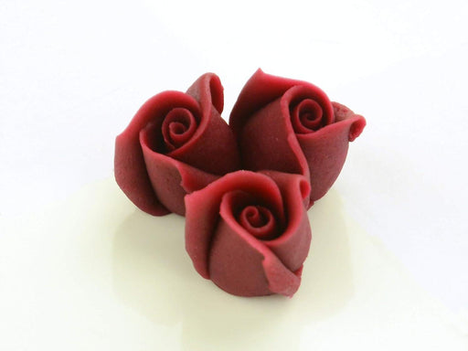 Marzipan Rosen klein bordeaux, 4 Stück - Tortendekoshop