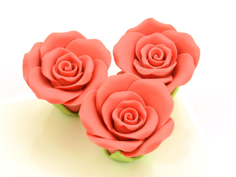 Rozen 50mm roze suiker, 3 stuks
