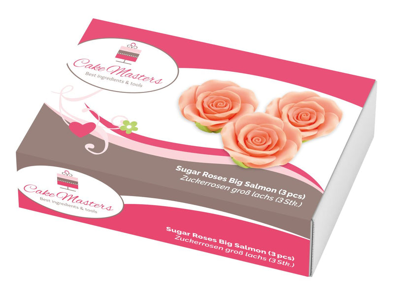 Rozen 50mm roze suiker, 3 stuks