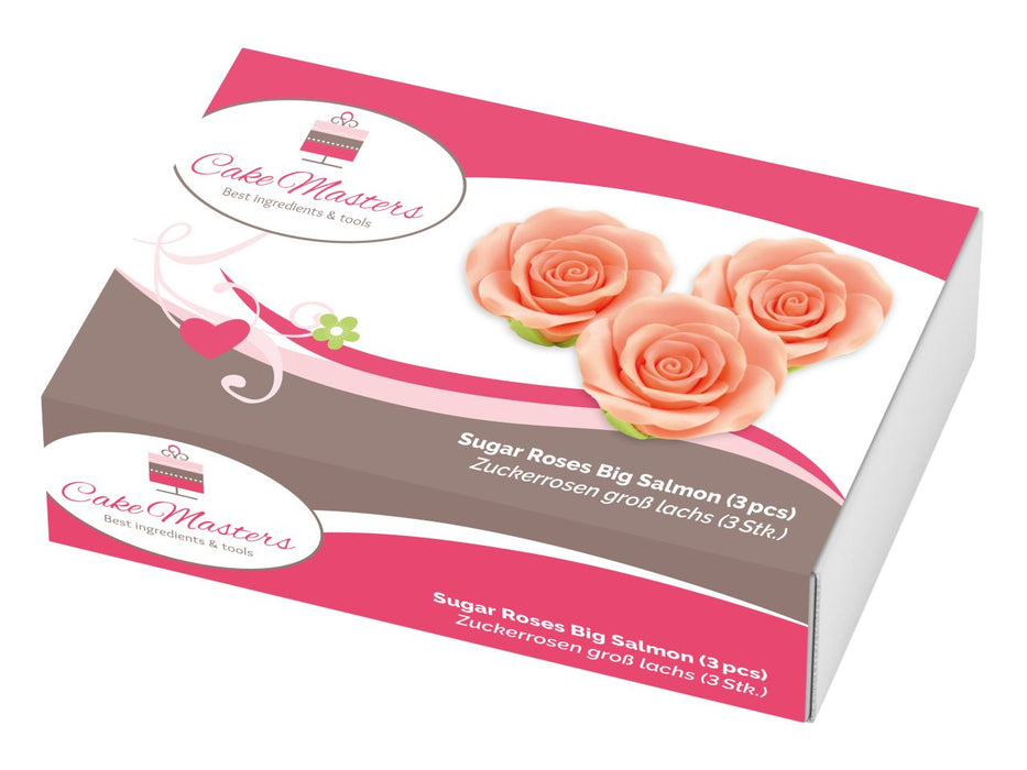 Rosen 50mm lachs Zucker, 3 Stück