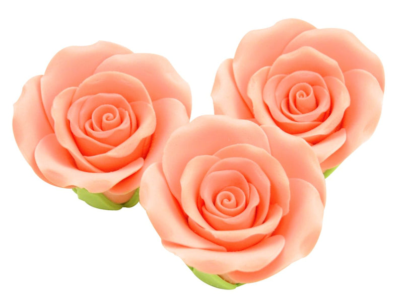 Rozen 50mm roze suiker, 3 stuks