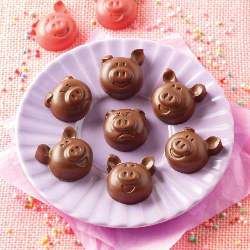 Silikomart Silikon-Pralinenform Choco Pigs, Schweinchen - Tortendekoshop