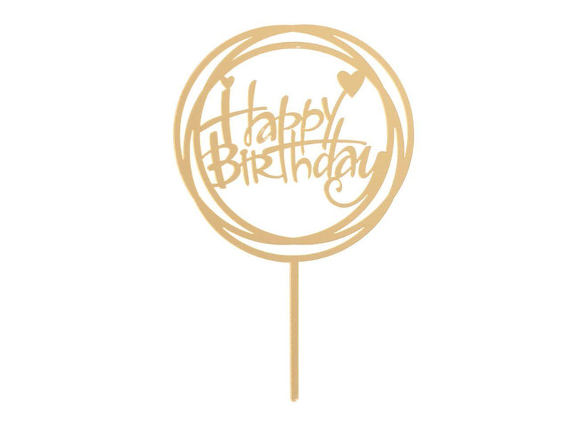Tortentopper Happy Birthday gold, 15x10cm - Tortendekoshop