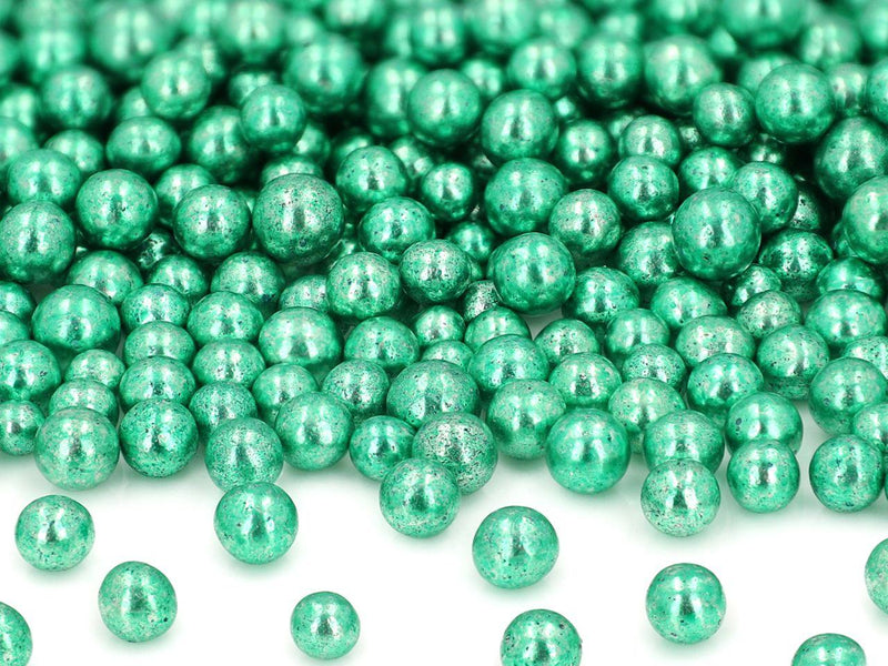 Weiche Zuckerperlen metallic grün, 7mm 80g - Tortendekoshop