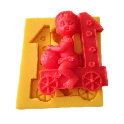 1 Jahr Baby mit wagen Silikonform - Tortendekoshop