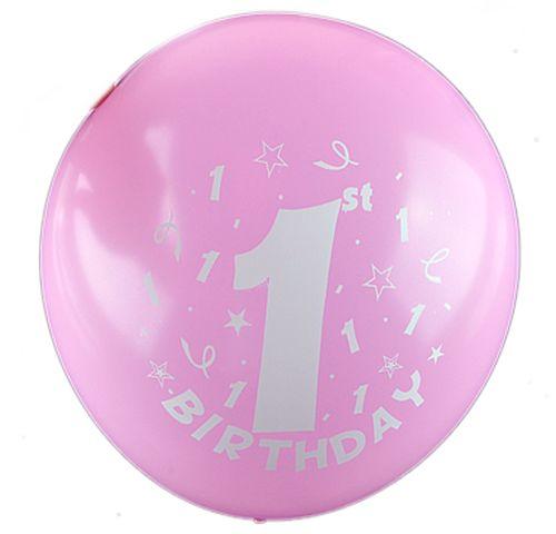 1 Jahr Ballon Set Happy Birthday Rosa - Tortendekoshop