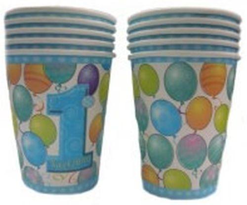 1 Jahr Birthday Pappbecher blau,10 stk - Tortendekoshop