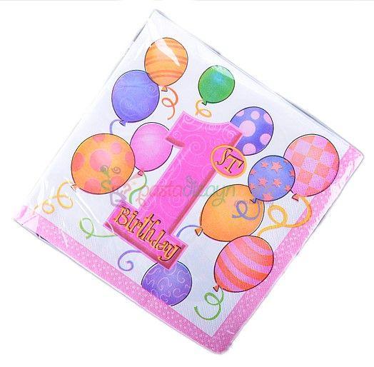 1 Jahr Birthday Servietten pink - Tortendekoshop
