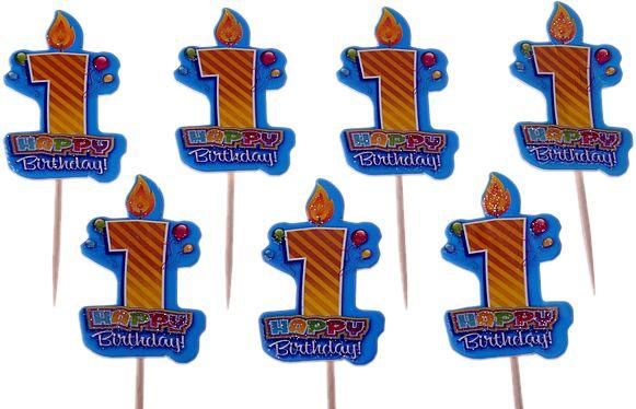 1 Jahr blau Kuchen Topper, Cupcake Picks - Tortendekoshop