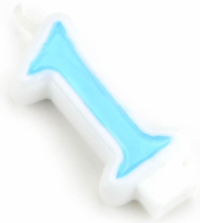 1 Jahr blau Zahlen Kerze - Tortendekoshop