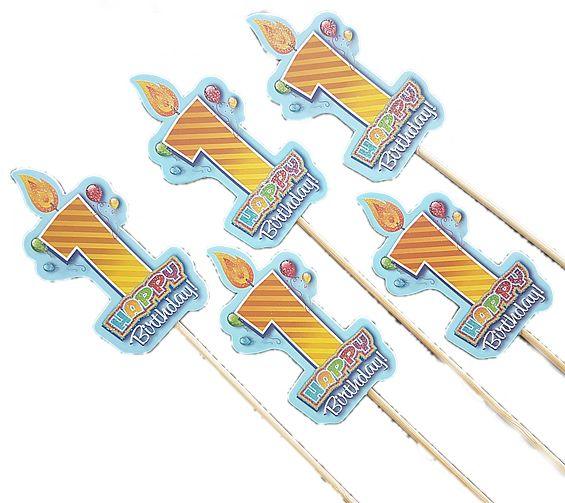1 Jahr Boys Deko Stäbe lang - Tortendekoshop