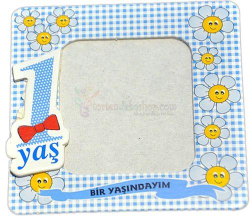 1 Jahr Deko Magnet Bilderrahmen blau - Tortendekoshop