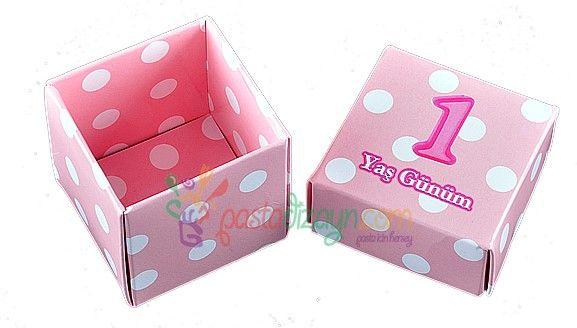 1 Jahr Deko Schachteln rosa - Tortendekoshop