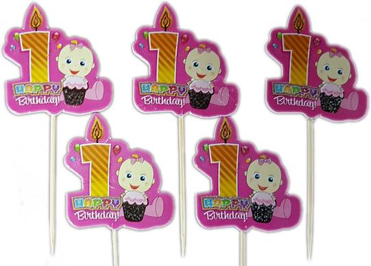 1 Jahr Girl Happy Birthday Kuchen Topper, Cupcake Picks - Tortendekoshop