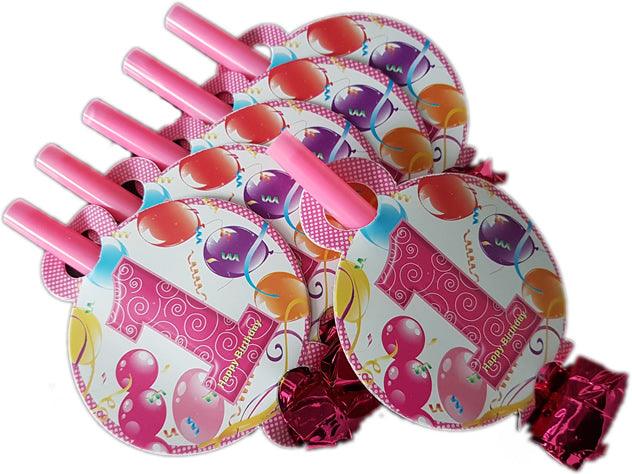 1 Jahr Happy Birthday Rosa Partytröten - Tortendekoshop