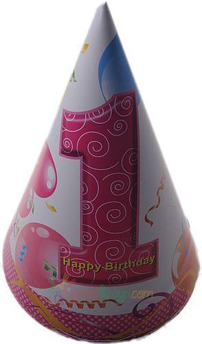 1 Jahr Pink Ballon und Partyhüte - Tortendekoshop