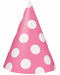 1 Jahr pink weiß gepunktete Partyhüte - Tortendekoshop