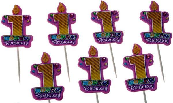 1 Jahr rosa Kuchen Topper, Cupcake Picks - Tortendekoshop