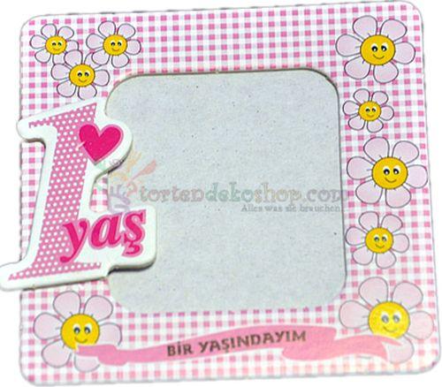 1 Jahr rosa Magnet Bilderrahmen - Tortendekoshop