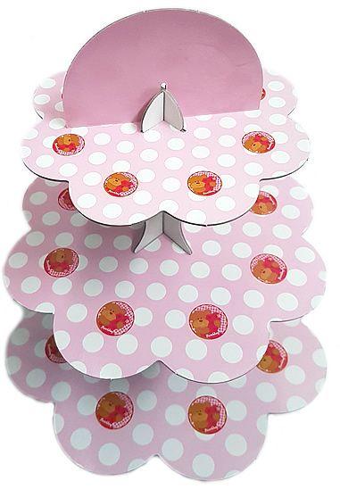 1 Jahr rosa Ständer mit Bären bedruckt - Tortendekoshop