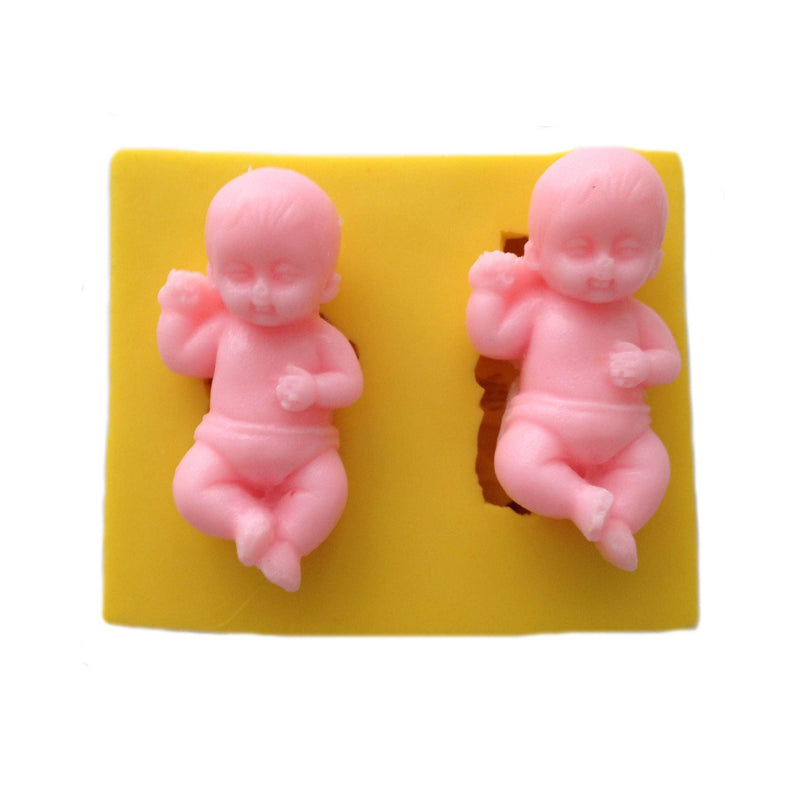 2 Babys  auf dem Rücken Silikonform - Tortendekoshop