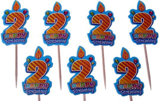 2 Jahr blau Kuchen Topper, Cupcake Picks - Tortendekoshop