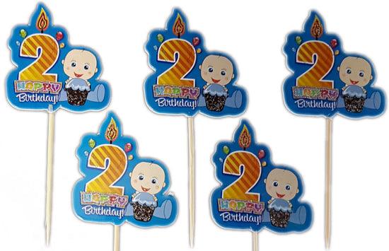2 Jahr boy Happy Birthday Kuchen Topper, Cupcake Picks - Tortendekoshop