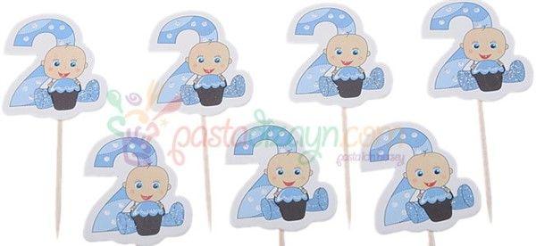 2 Jahr Boys Thema Kuchen Topper, Cupcake Picks - Tortendekoshop