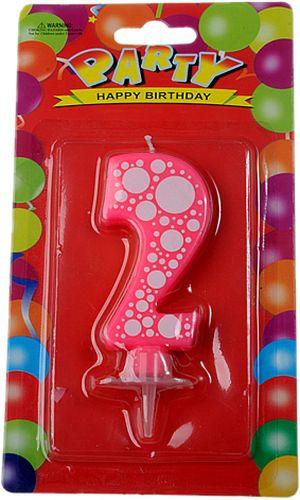 2 Jahr geformte rosa Kerze - Tortendekoshop