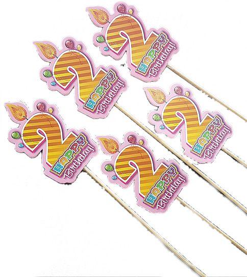 2 Jahr Girls Deko Stäbe lang - Tortendekoshop