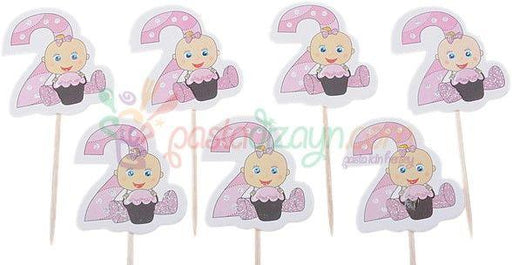 2  Jahr Girls Kuchen Topper, Cupcake Picks - Tortendekoshop