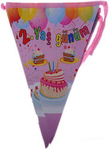 2 Yas Gunum Rosa Wimpelkette - Tortendekoshop