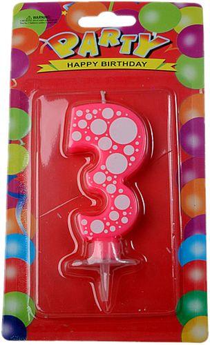 3 Jahr geformte rosa Kerze - Tortendekoshop